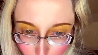 Belly dancer goddess in glasses dominates with fetish blowjob to new music release