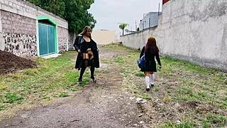 First Trans Experience with Big Tits Outdoor Slave Play