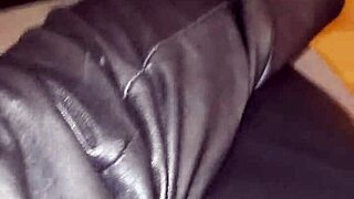 squeaky leather stilettos hug her fetish heels and boots perfectly