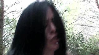 brunette housewife craves outdoor double penetration from stranger cocks