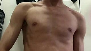 young guy with big dick cums hard solo