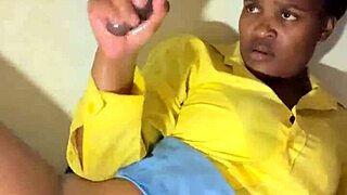 Lactating babe milks huge tits on desk solo