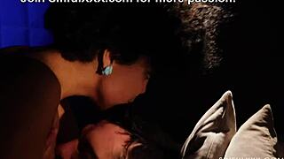 Close-up ebony babe deepthroats big black cock before bent over doggystyle fucking