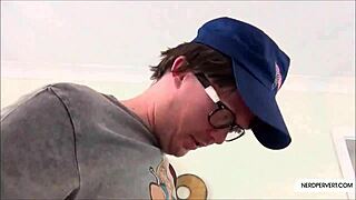 Chubby Blonde Nerd Gives Fat Cock POV Blowjob And Handjob Explosion!