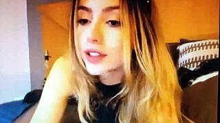 sexy blonde teases viewers with flirty looks and webcam talk
