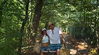 Hunt4k. Blonde Pickup Makes Boyfriend Cuckold in Forest Fuck