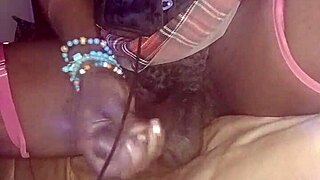 Mature Ebony Shemale Jerks Monster Black Cock in Homemade Solo