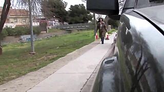 brunette housewife craves outdoor double penetration from stranger cocks