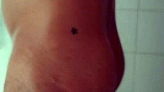 big dick guy carefully shaves his thick penis smooth