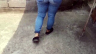 colombian teen bent over behind house takes rough anal creampie from cousin doggystyle