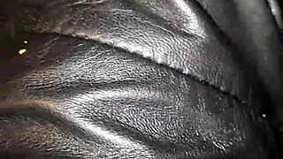 squeaky leather stilettos hug her fetish heels and boots perfectly