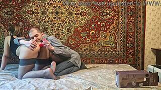 russian amateur wife gapes ass huge dildo anal masturbation