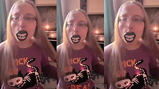 Blonde Glasses Girl Brushes Long Hair ASMR Lollipop Headphones