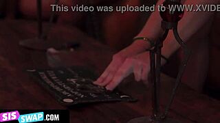 Skinny Stepsis in Stockings Rides Stepbro Cowgirl to Escape Halloween Ghosts