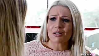 Big Tits Lesbian Milf Fingers and Licks Shaved Blonde Wife Pussy