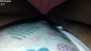 She models heart-printed panties revealing her plump curves