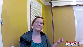 i can't stop watching busty ginger carolyn deepthroat that dick while masturbating her big natural tits