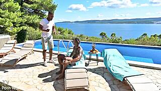 busty anissa kate and olivia del rio’s poolside lesbo toy tease?