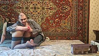 russian amateur wife gapes ass huge dildo anal masturbation