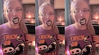 Blonde Glasses Girl Brushes Long Hair ASMR Lollipop Headphones