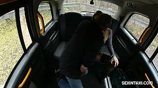 blonde gives hot blowjob and fucks in taxi after great offer