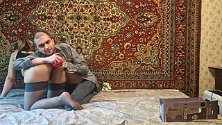 russian amateur wife gapes ass huge dildo anal masturbation