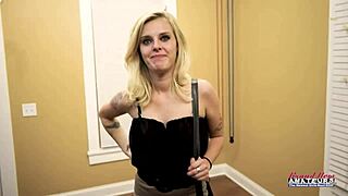 Skinny Blonde Mya Fingers Pussy While Footjobbing Cock