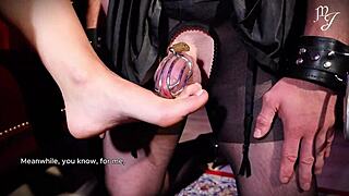 Mistress Julia Trains Sissy Sophia Anal Pegging Cock Swallow Feet Cum