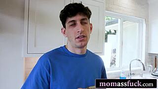 brunette milf mother-in-law's big tits bounce as young stud rams monster cock up her ass