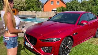 Wet Summer Heat Overwhelms Lenushka Doll In Sexy Car Wash Bliss