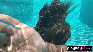 ana foxxx fingers her hairy ebony milf pussy naked under cascading outdoor water