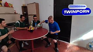 Girlfriend Deepthroats Boyfriend's Soccer Team Bareback Blowjobs Cum Covered
