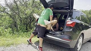 i fuck the curvy latina neighbor right on the street creampie finish