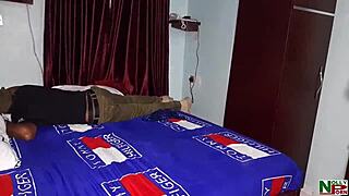 he left me alone with his fat ebony girlfriend big tits bent over for my monster cock