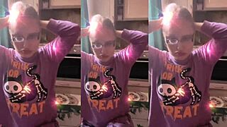 Blonde Glasses Girl Brushes Long Hair ASMR Lollipop Headphones