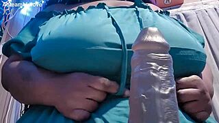 Chubby BBW Teases Huge Black Cock with Massive Natural Tits and Dildo