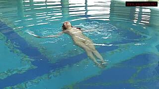 Whoa, Mia Ferrari's big tits bounce underwater in pool fuck