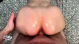 busty stepsis oiled up bouncy tits get pounded hard