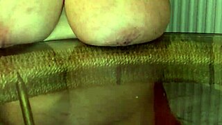 34jj granny's huge chubby boobs bounce during wild orgasm