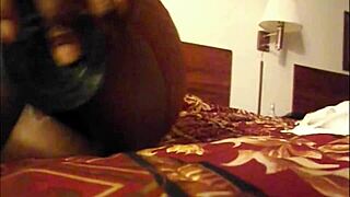 Horny Ebony Babe In Fishnets Squirts On Dildo