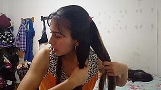 peruvian teen braids pijama blowjob swallows my load