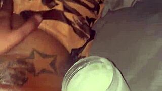 Bent over oiled ebony teen pussy gets monster bbc creampie after wet massage