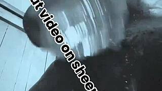 i sneak peeks at muscular black bodybuilder's horny oiled monster cock masturbation