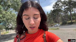 Crazy Brunette Sucks Cock In Bushes For Huge Facial