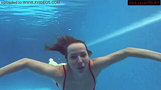 Whoa, Mia Ferrari's big tits bounce underwater in pool fuck