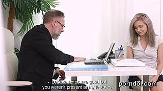 classy bookworm teases before tutor bangs her senseless