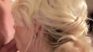 milf gives gorgeous deep blowjob and swallows every drop