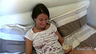 Amateur Brunette Camilla Moon Cute Facial Cumshot On Pretty Natural Tits POV