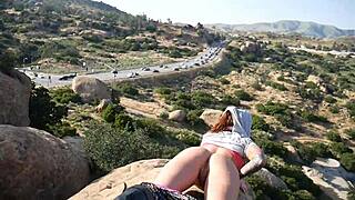 Felicity Feline flashes ass tits outdoors public