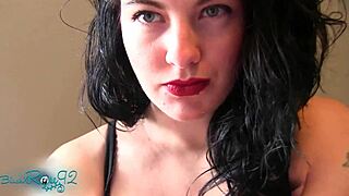 Matte Red Lipstick Milf Housewife Smokes Seductively Like A Pro